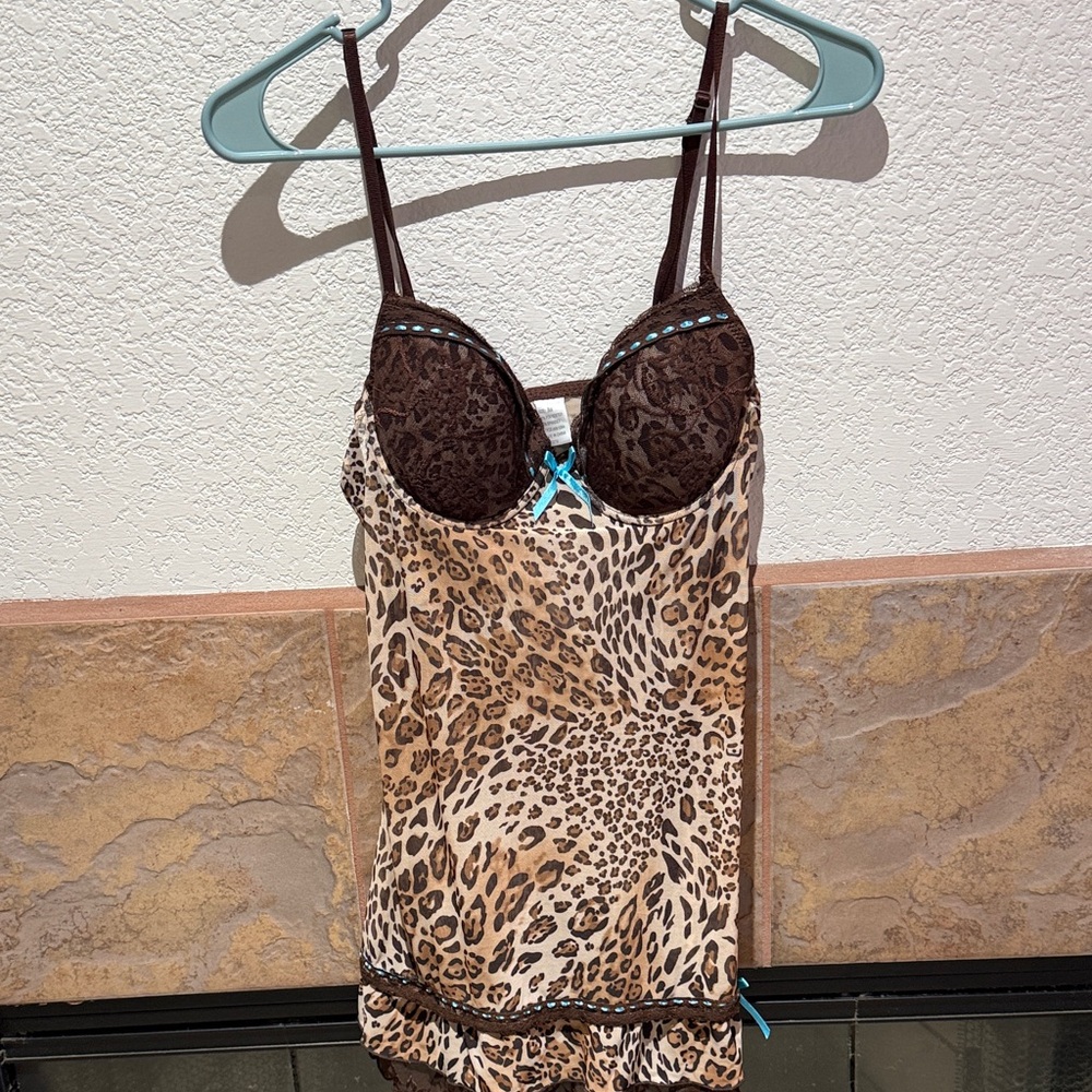 Leopard Print Lingerie with Blue Accents